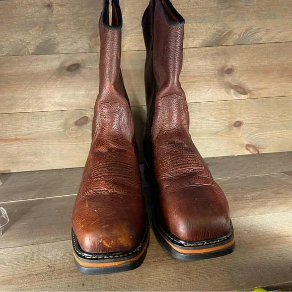 Timberland pro true grit Mens size 12 Wide shoes brown steel toe pull on boots