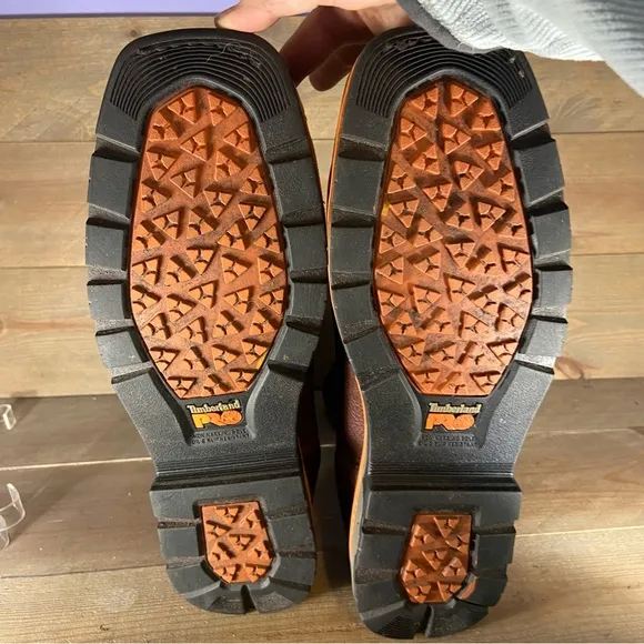 Timberland pro true grit Mens size 12 Wide shoes brown steel toe pull on boots