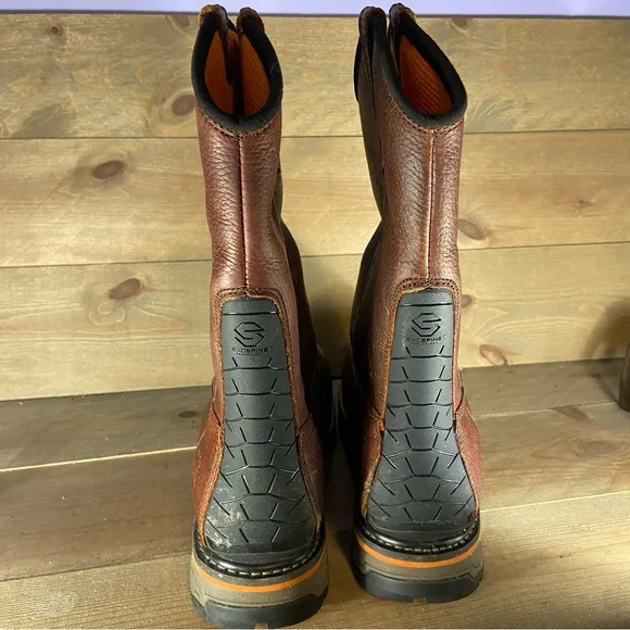 Timberland pro true grit Mens size 12 Wide shoes brown steel toe pull on boots