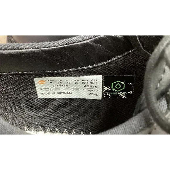 Timberland Squall Canyon Plain Toe Waterproof Oxford  Black Leather Men 9 Shoes