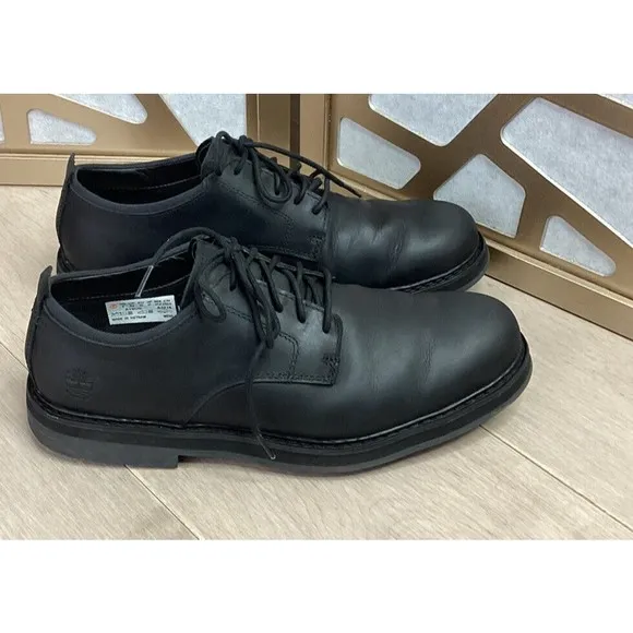 Timberland Squall Canyon Plain Toe Waterproof Oxford  Black Leather Men 9 Shoes