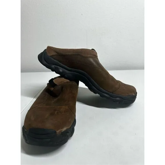 Timberland Trek Travel ACT Slip-On Loafers Mules Brown Leather Sz 11,5 M Slides