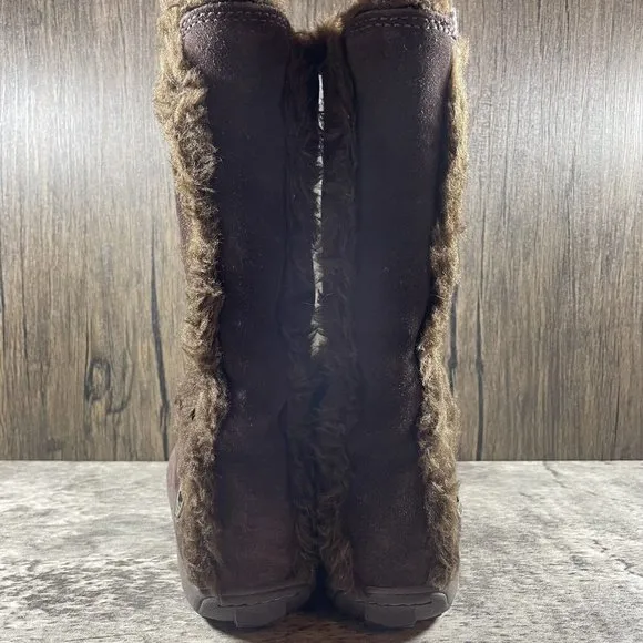 Timberland Women's Size 5 M Brown Suede Faux Fur Lined Slip On Cozy Boots