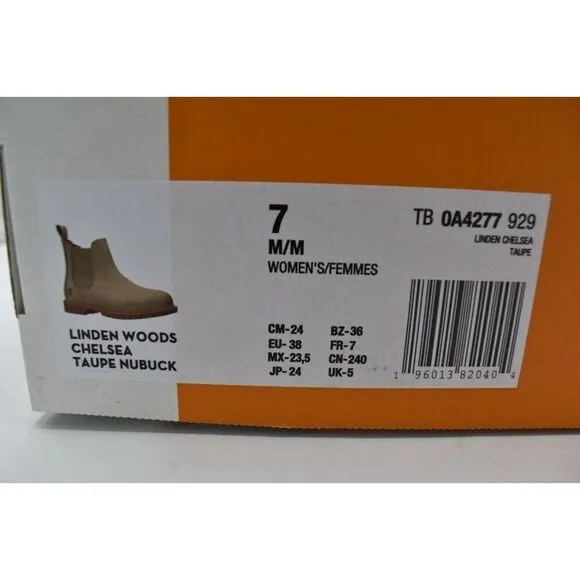 Timberland Womens Size 7 Linden Woods Taupe Gray Nubuck Chelsea Boots Shoes