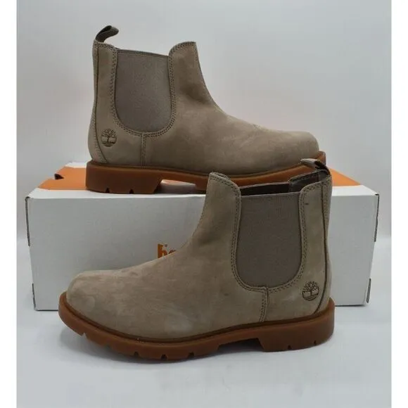 Timberland Womens Size 7 Linden Woods Taupe Gray Nubuck Chelsea Boots Shoes