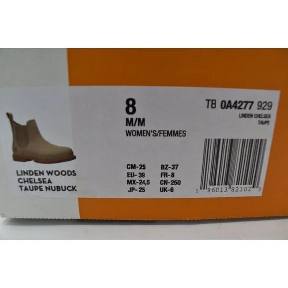 Timberland Womens Size 8 Linden Woods Taupe Gray Nubuck Chelsea Boots Shoes