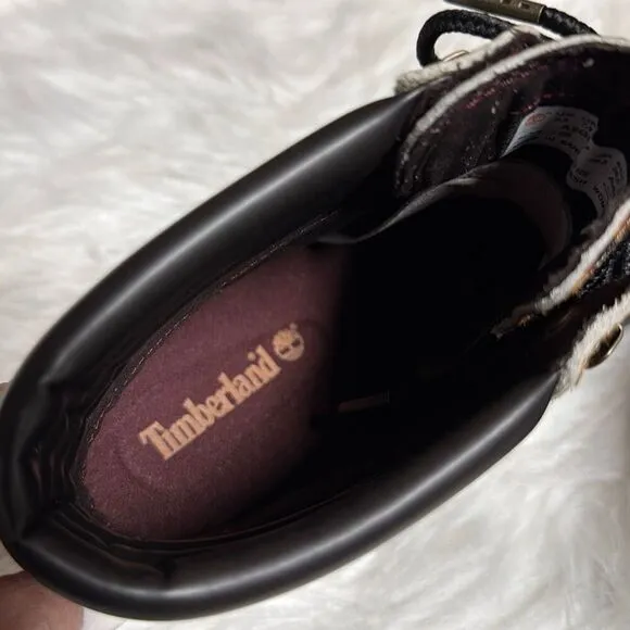 Timberland Womens Size 9.5 London Square Leather Leopard Print Hiker Boots Shoes