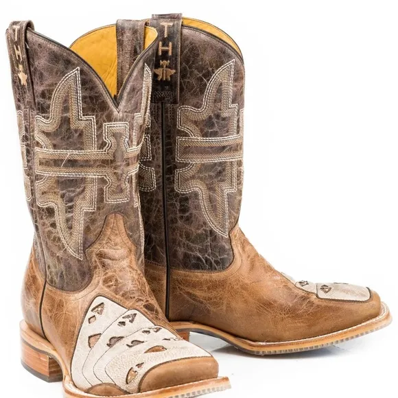 Tin Haul Men's Brown leather high roller casino cowboy boots