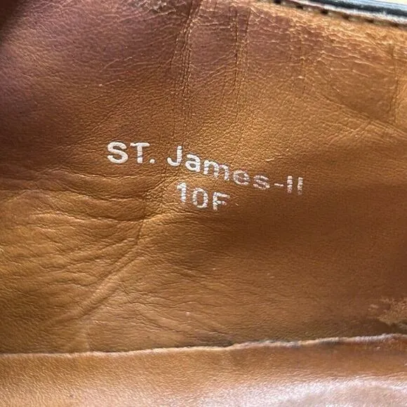 TM‎ Lewin Saint James Men's Size 10 Black Leather Oxford Cap Toe Dress Shoes