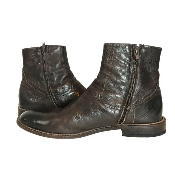 To Boot New York Adam Derrick Men's Ankle Boots Size 10.5 Side Zip Brown Leather