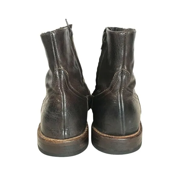 To Boot New York Adam Derrick Men's Ankle Boots Size 10.5 Side Zip Brown Leather