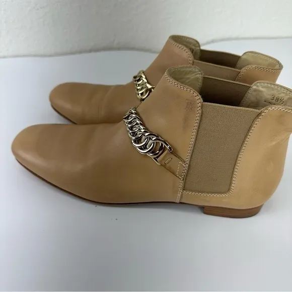 TOD'S LEATHER CHAIN ankle boots trunk Chelsea women shoes 8.5 Vibram