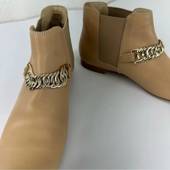 TOD'S LEATHER CHAIN ankle boots trunk Chelsea women shoes 8.5 Vibram