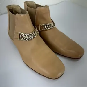 TOD'S LEATHER CHAIN ankle boots trunk Chelsea women shoes 8.5 Vibram
