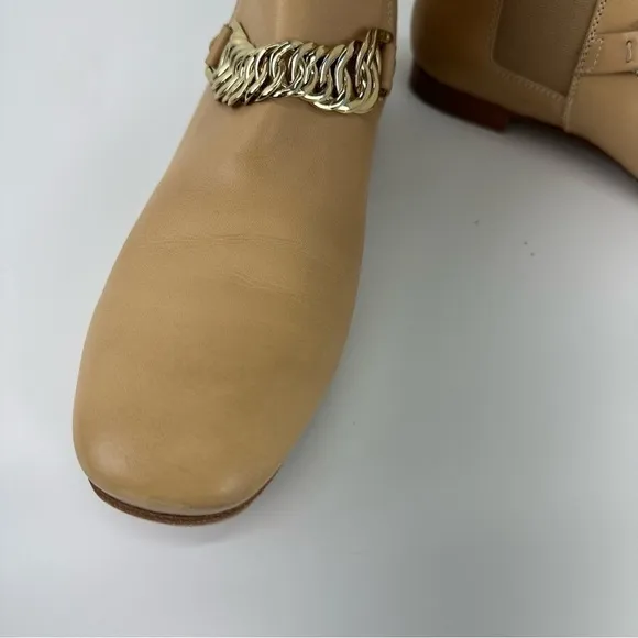 TOD'S LEATHER CHAIN ankle boots trunk Chelsea women shoes 8.5 Vibram