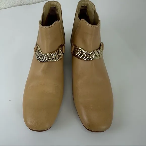 TOD'S LEATHER CHAIN ankle boots trunk Chelsea women shoes 8.5 Vibram