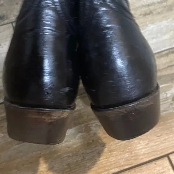 Tony Lama Bonham Ostrich Round Toe Cowboy Boots, Men's size 8 1/2 black