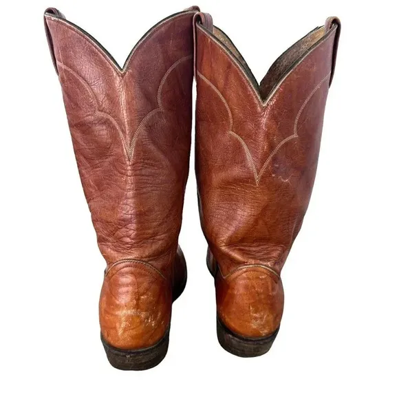 Tony Lama Cowboy Boots Mens Size 11-1/2 B Western Brown Mid Calf Style 5084