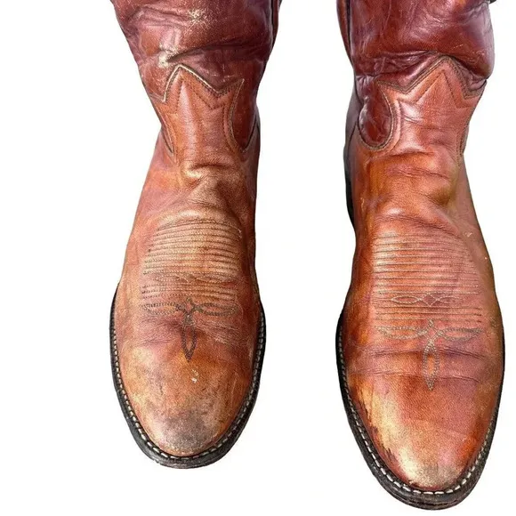 Tony Lama Cowboy Boots Mens Size 11-1/2 B Western Brown Mid Calf Style 5084