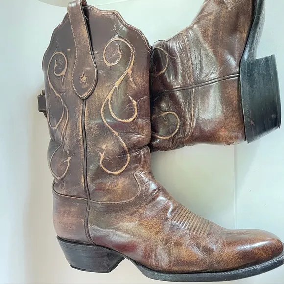 Tony Lama Goat Brushed Signature Series Goat Western boots Cowboy Leather USA 12