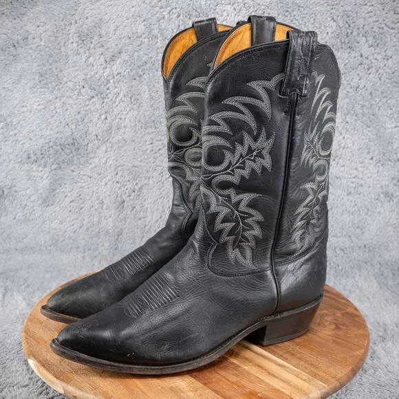 Tony Lama Men's Size 11 D Black Leather Cowboy Boots