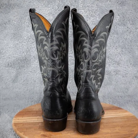 Tony Lama Men's Size 11 D Black Leather Cowboy Boots