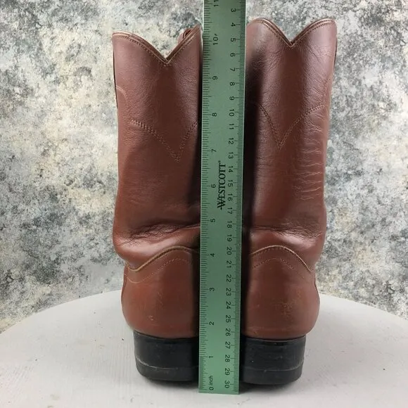Tony Lama Men's Size 9D Brown VTG All Leather Block Heel Cowboy Western Boot