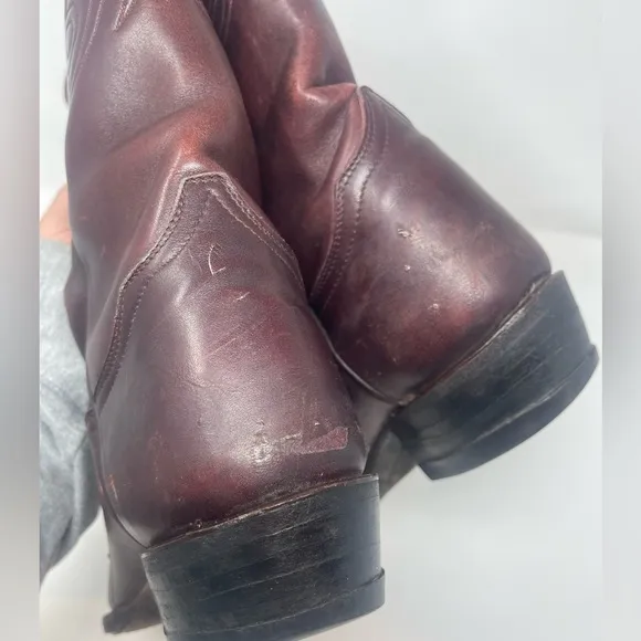 Tony Lama vintage mahogany leather western roper cowboy boots 10.5B