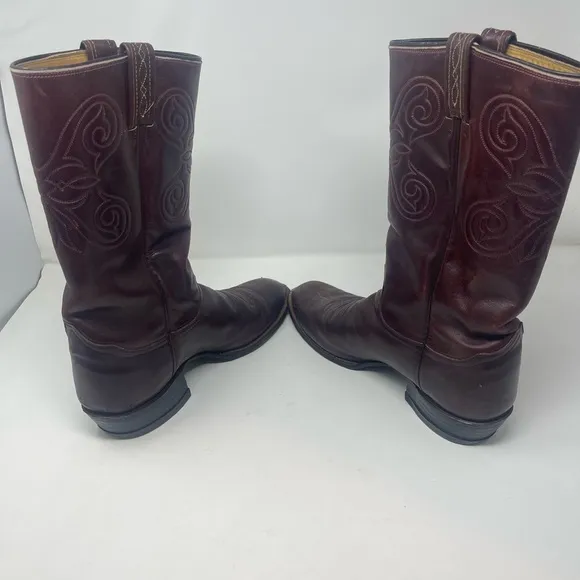Tony Lama vintage mahogany leather western roper cowboy boots 10.5B
