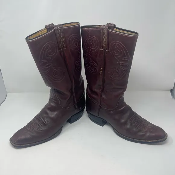 Tony Lama vintage mahogany leather western roper cowboy boots 10.5B