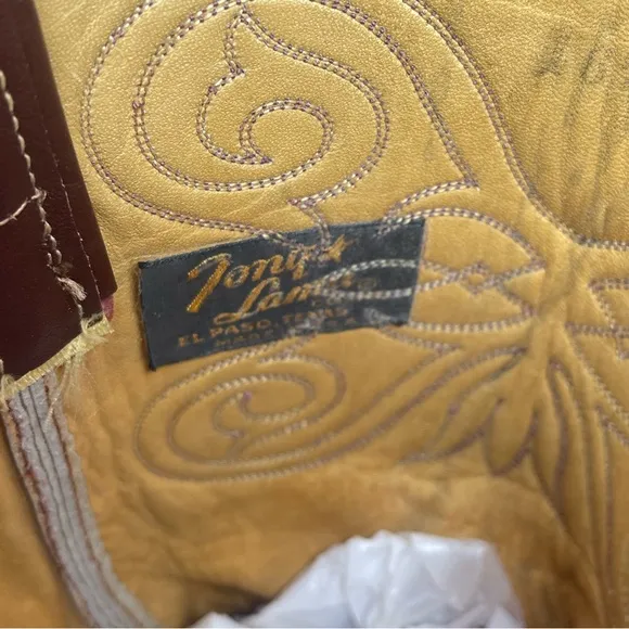 Tony Lama vintage mahogany leather western roper cowboy boots 10.5B