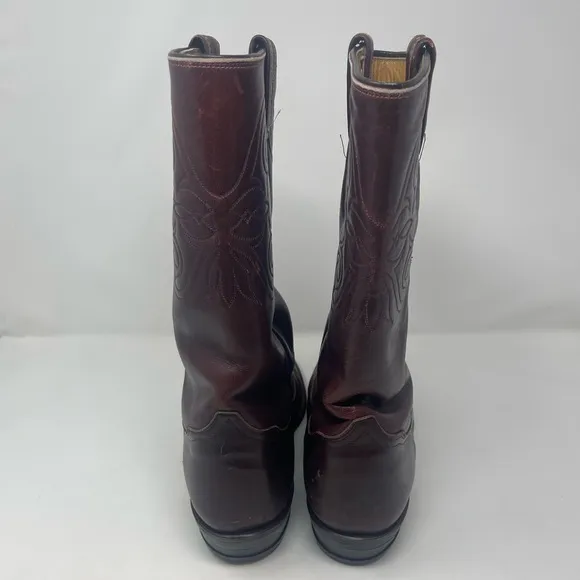 Tony Lama vintage mahogany leather western roper cowboy boots 10.5B