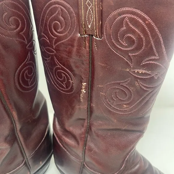 Tony Lama vintage mahogany leather western roper cowboy boots 10.5B