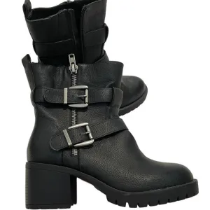 Torrid 7W pebbled faux moto chunky ankle boots 1947