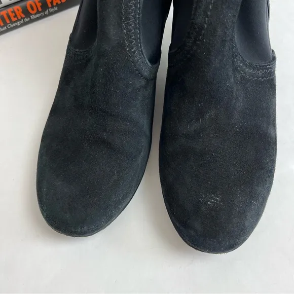 Tory Burch Brenda 6.5 M Boots Black Suede Wedge Booties Shoes Heels Women’s