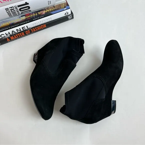 Tory Burch Brenda 6.5 M Boots Black Suede Wedge Booties Shoes Heels Women’s