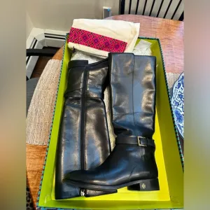 Tory Burch Brooke 25mm Knee boot perfect Black women's Calf leather US 9M.