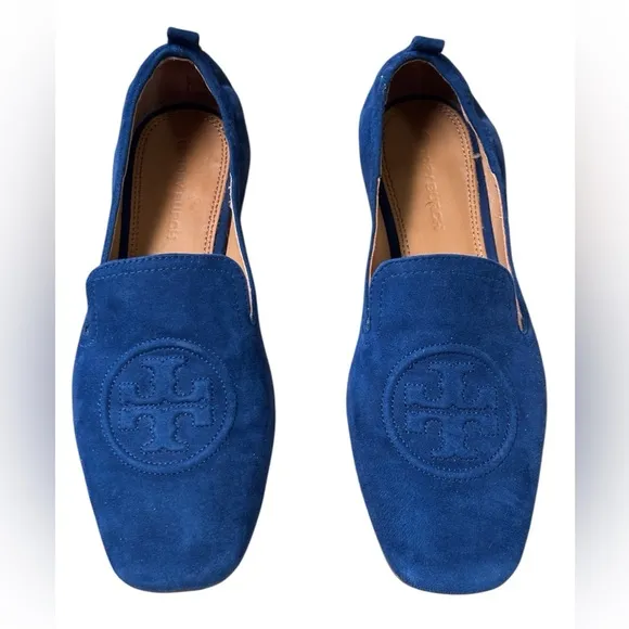 Tory Burch Leigh Women’s  Blue Suede Navy Loafers Size 9