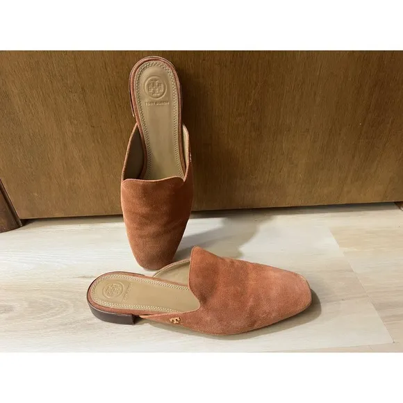 Tory Burch Women Suede Mule Loafers Carlotta Slide‎ Size US 10 M Desert Spice