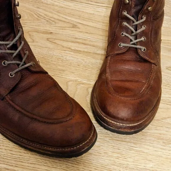 Trask Elkhorn Brown Leather Boots Mens Size 12 Vibram Sole Speed Lace Hooks