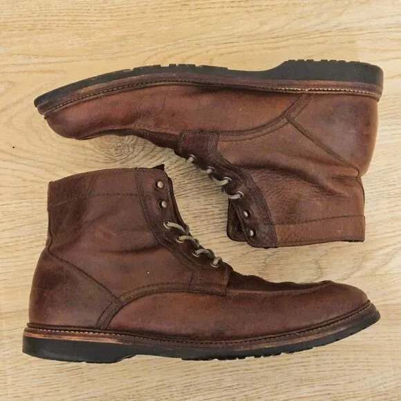 Trask Elkhorn Brown Leather Boots Mens Size 12 Vibram Sole Speed Lace Hooks