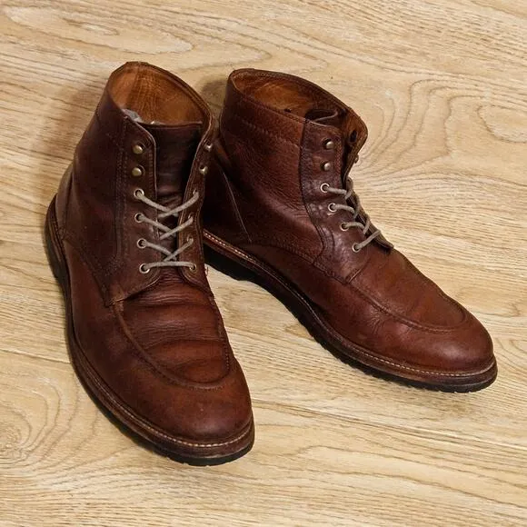 Trask Elkhorn Brown Leather Boots Mens Size 12 Vibram Sole Speed Lace Hooks