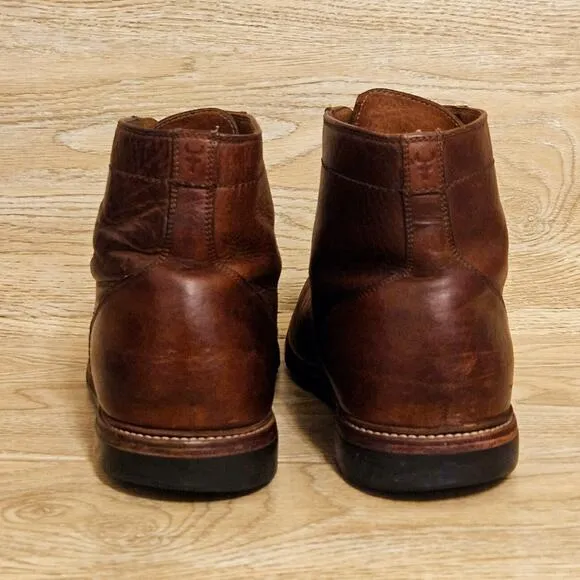 Trask Elkhorn Brown Leather Boots Mens Size 12 Vibram Sole Speed Lace Hooks