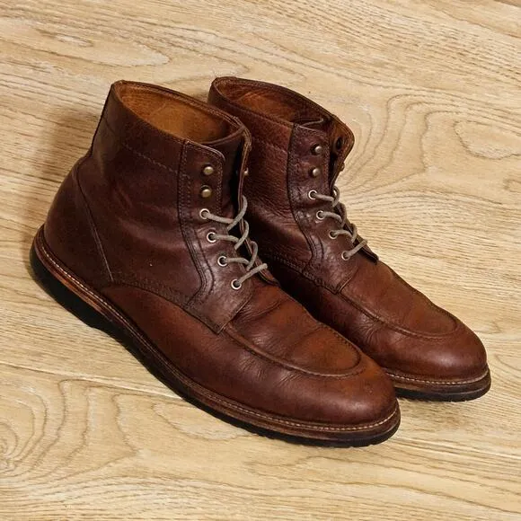 Trask Elkhorn Brown Leather Boots Mens Size 12 Vibram Sole Speed Lace Hooks