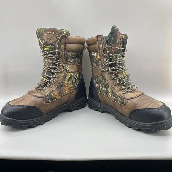 Trekker 2000 Gram Thinsulate Hunting Boots Men's Size 11 W Brown Green Camo High