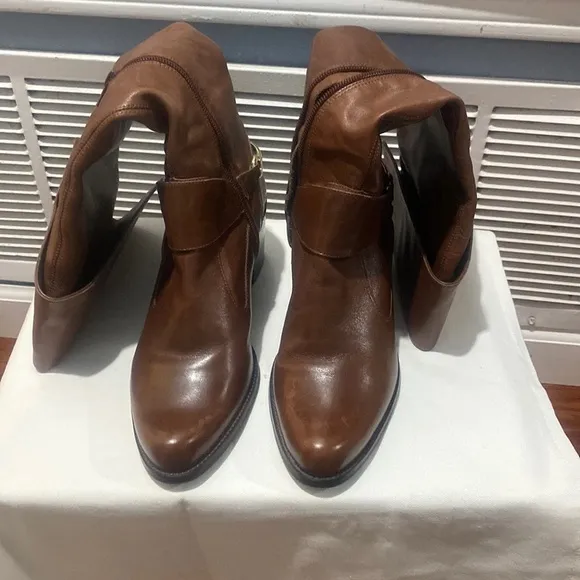 TRUTH OR DARE BY MADONNA SHOES, ERMINIDE OVER THE KNEE TAN LEATHER 8M