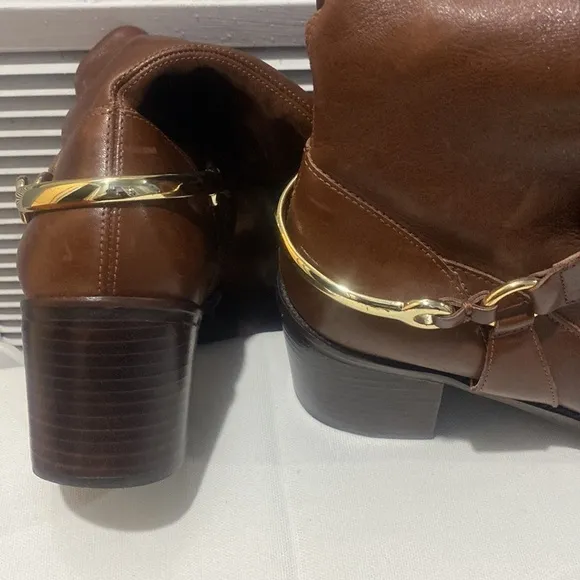 TRUTH OR DARE BY MADONNA SHOES, ERMINIDE OVER THE KNEE TAN LEATHER 8M