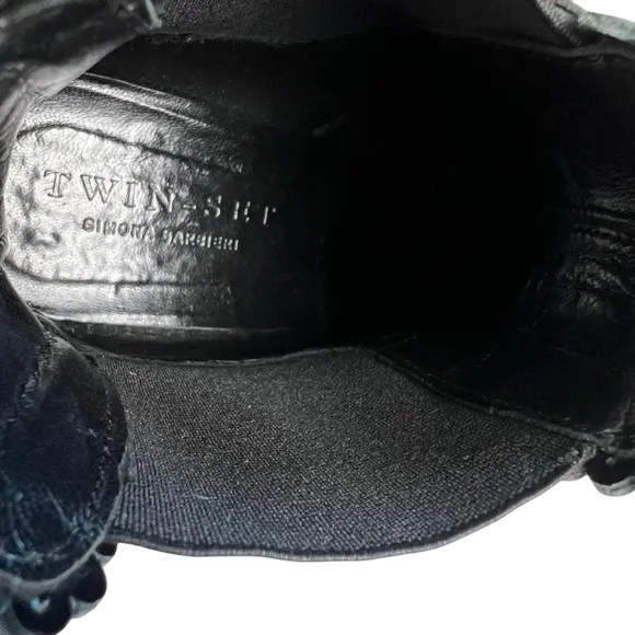 Twin-Set Size 37(6.5-7) 40mm Black Leather Chelsea Boots