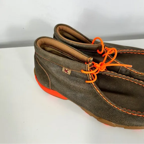 Twisted X Brown and Orange Chukka Boots with Moccasin Stitching