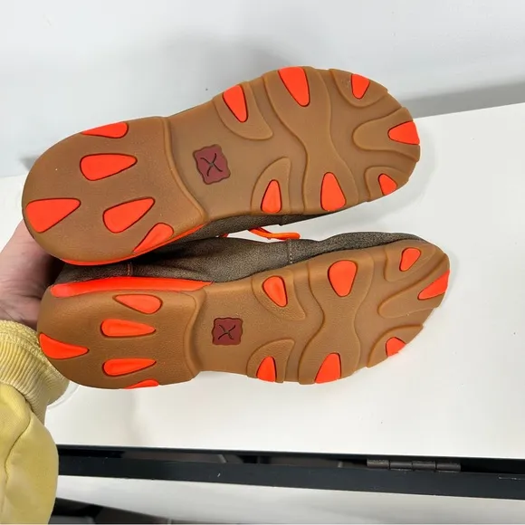 Twisted X Brown and Orange Chukka Boots with Moccasin Stitching
